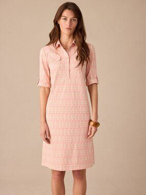 J McLaughlin Lawrence Dress in Neo Jewel Ikat - Light Coral/White NEW